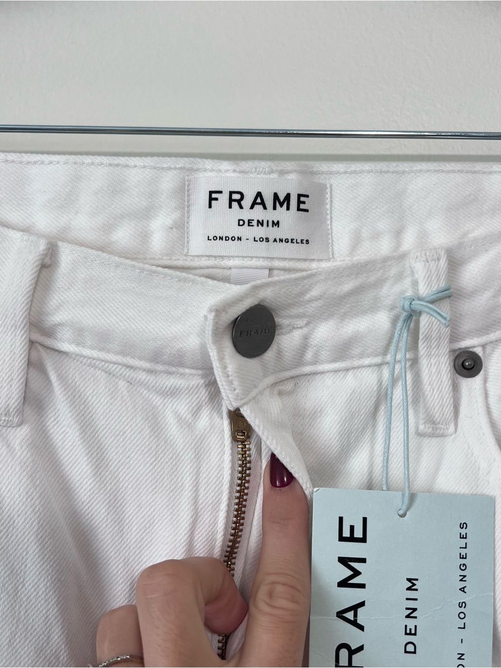 FRAME Denim Le High Oversized Cuffed Straight Leg White Jeans 31 NWT - Picture 4 of 11